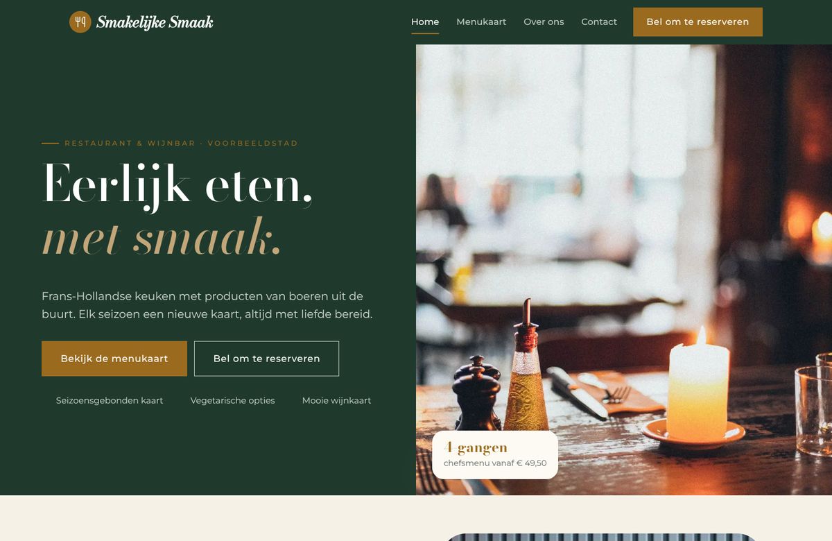Restaurant Smakelijke Smaak — Voorbeeld 1